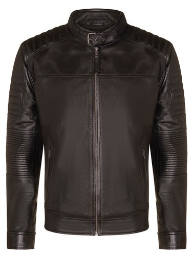 Giacca biker pelle - pelle, nera