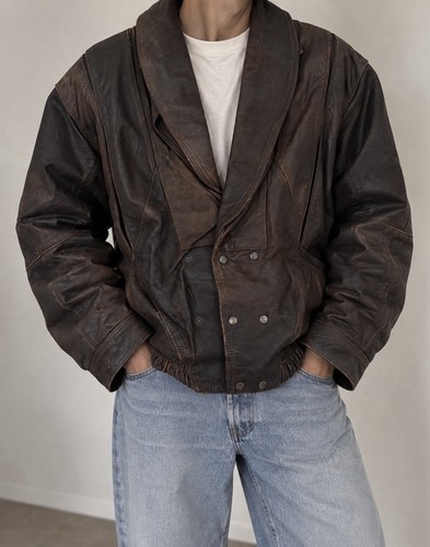 Giacca pelle marrone vintage - giacca,