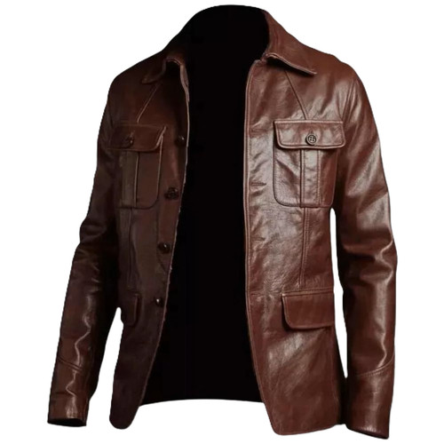 Giacca uomo vera pelle marrone - giacca,