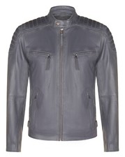 Giacca Biker In Pelle Blu Da