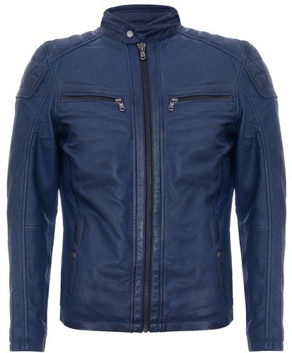 Giacca pelle navy - giacca,