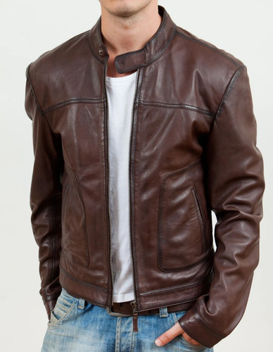 Giacca uomo marrone vera pelle - giacca,