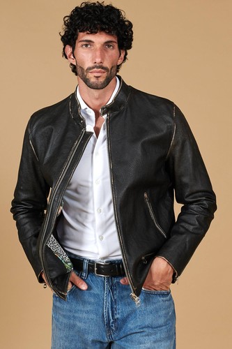 Giacca pelle vintage - giacca, nera