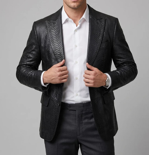 Blazer uomo pelle pitone - , nero