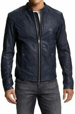 Giacca Pelle Uomo Blu Navy