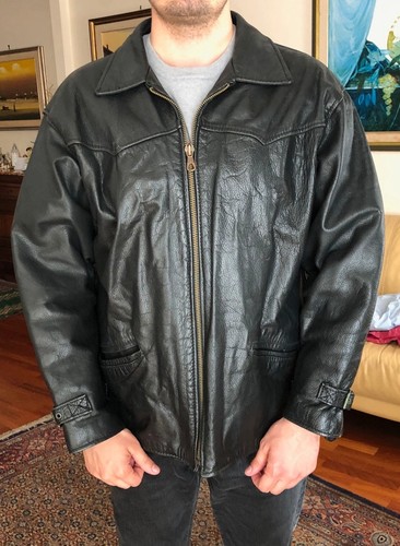 Giacca vintage pelle nera - giacca,