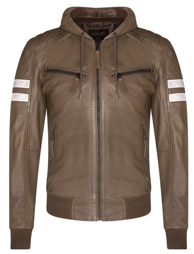 Uomo pelle marrone bomber - pelle,