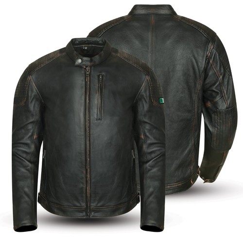 Giacca moto pelle vintage - pelle,