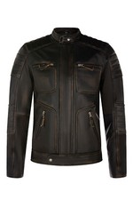 Uomo Nero Pelle Biker Giacca