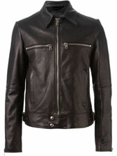 Giacca Pelle Biker Nera Moto